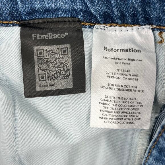 Reformation Jeans Montauk Pleated High Rise Twill 30 June Wash - Picture 7 of 8